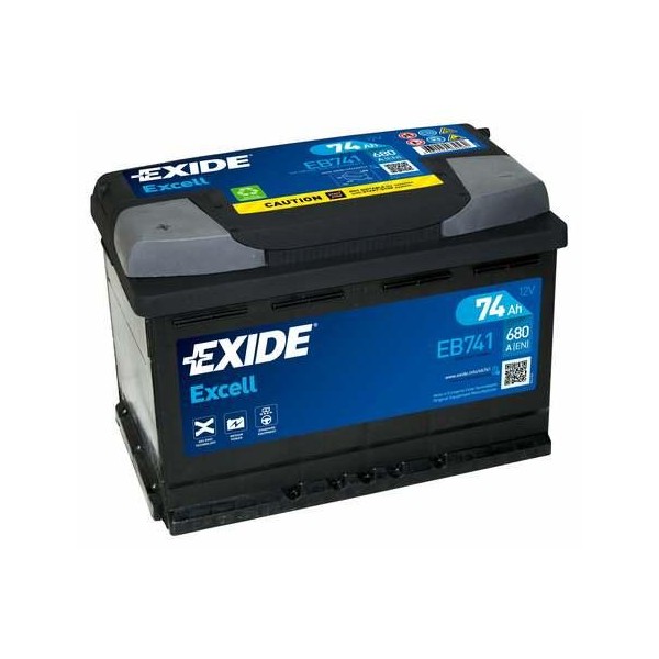 autobaterie EXIDE Excell 12V 74Ah 680A 278x175x190 Levá