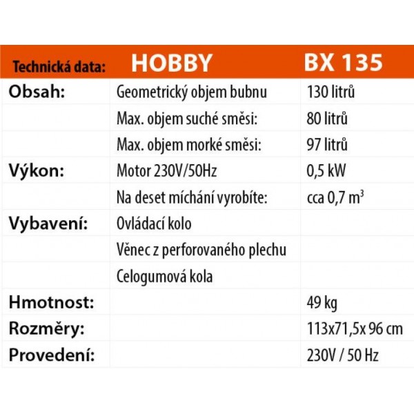 Míchačka LESCHA BX 135 125l 230V WS HR