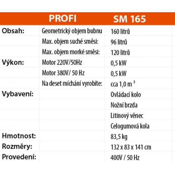 Míchačka LESCHA SM 165S 160l 400V DS BR